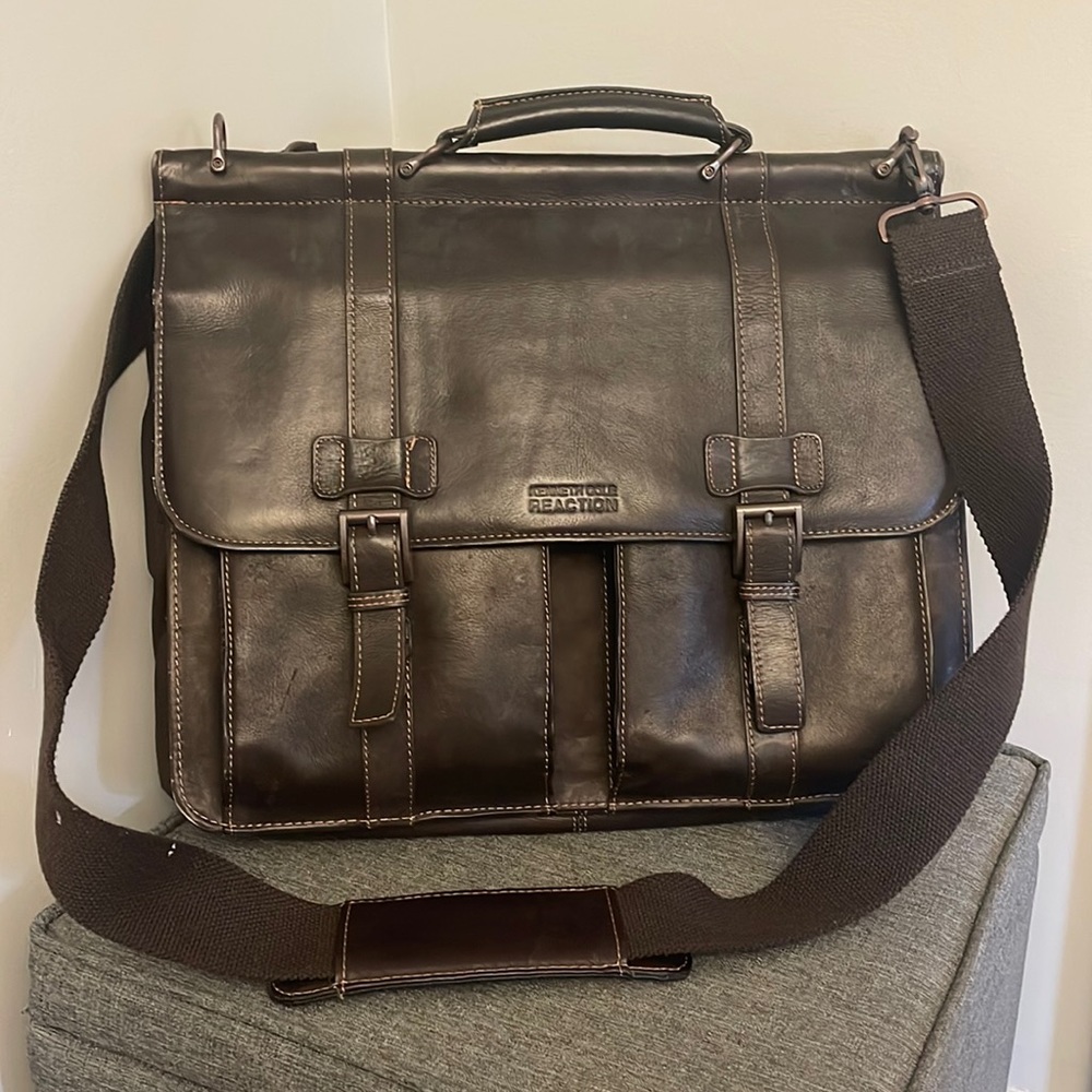 Kenneth Cole Leather Briefcase/Messenger